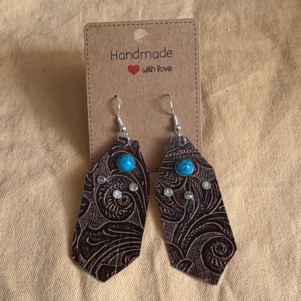Handmade Feathered Earrings with Studded Accents